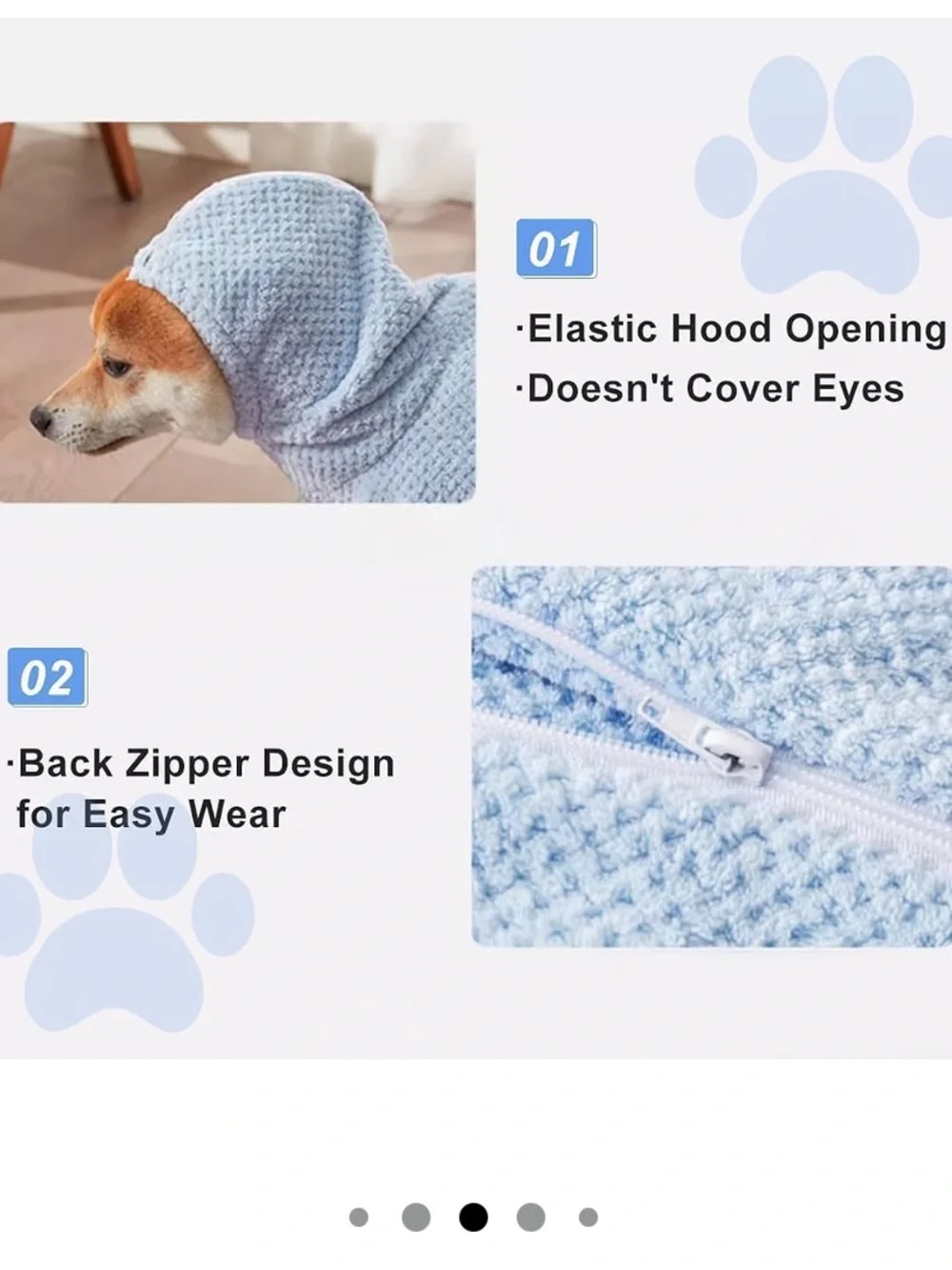 Light Blue Microfiber Dog Drying Coat - Gentle Absorbent Pet Towel-NWOT